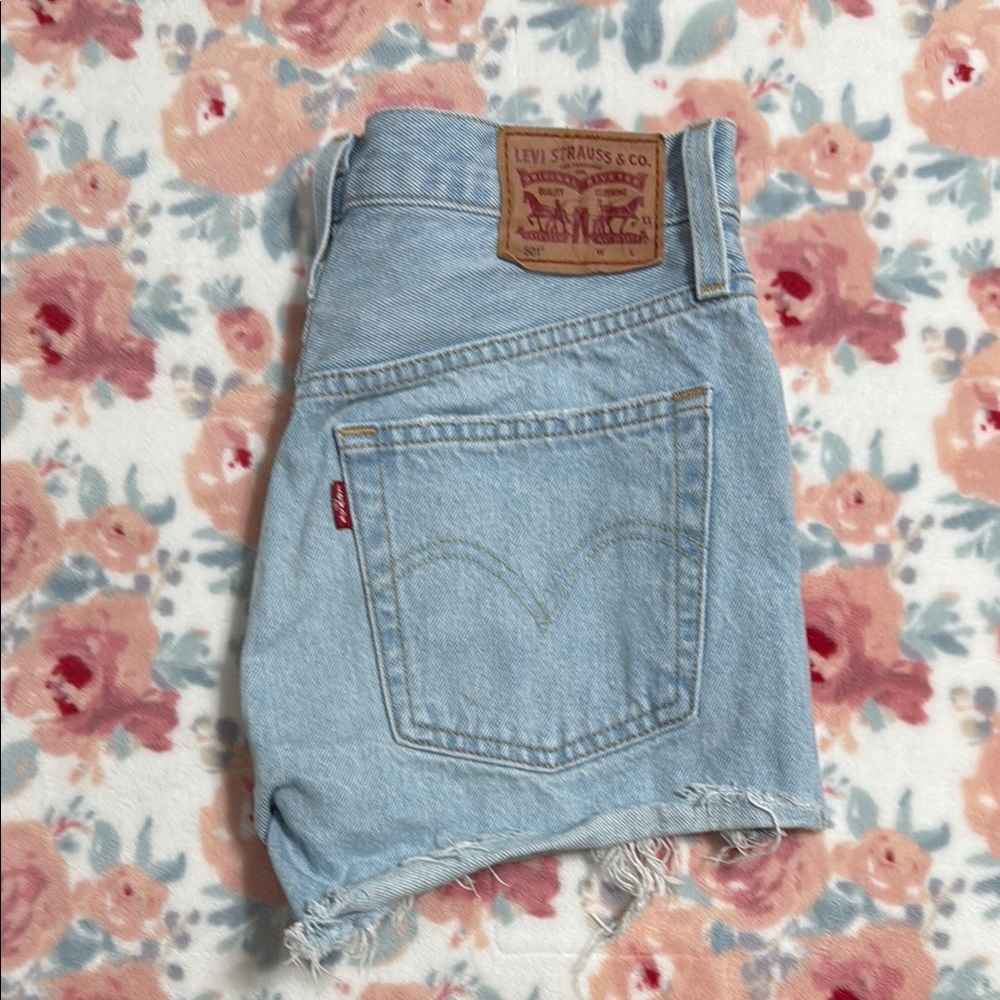 Levi's Blue Jean Shorts Distressed Great Condition